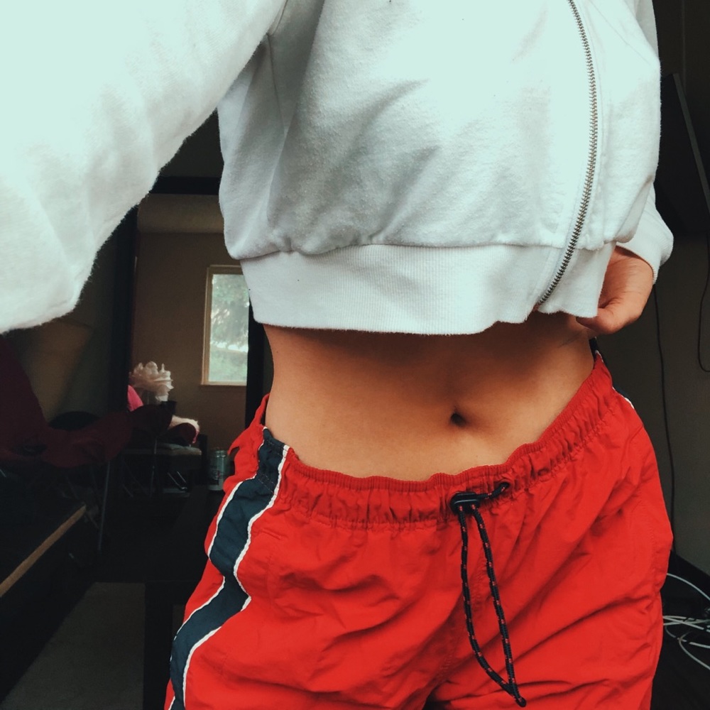 Red Track Pants with Synched Waist